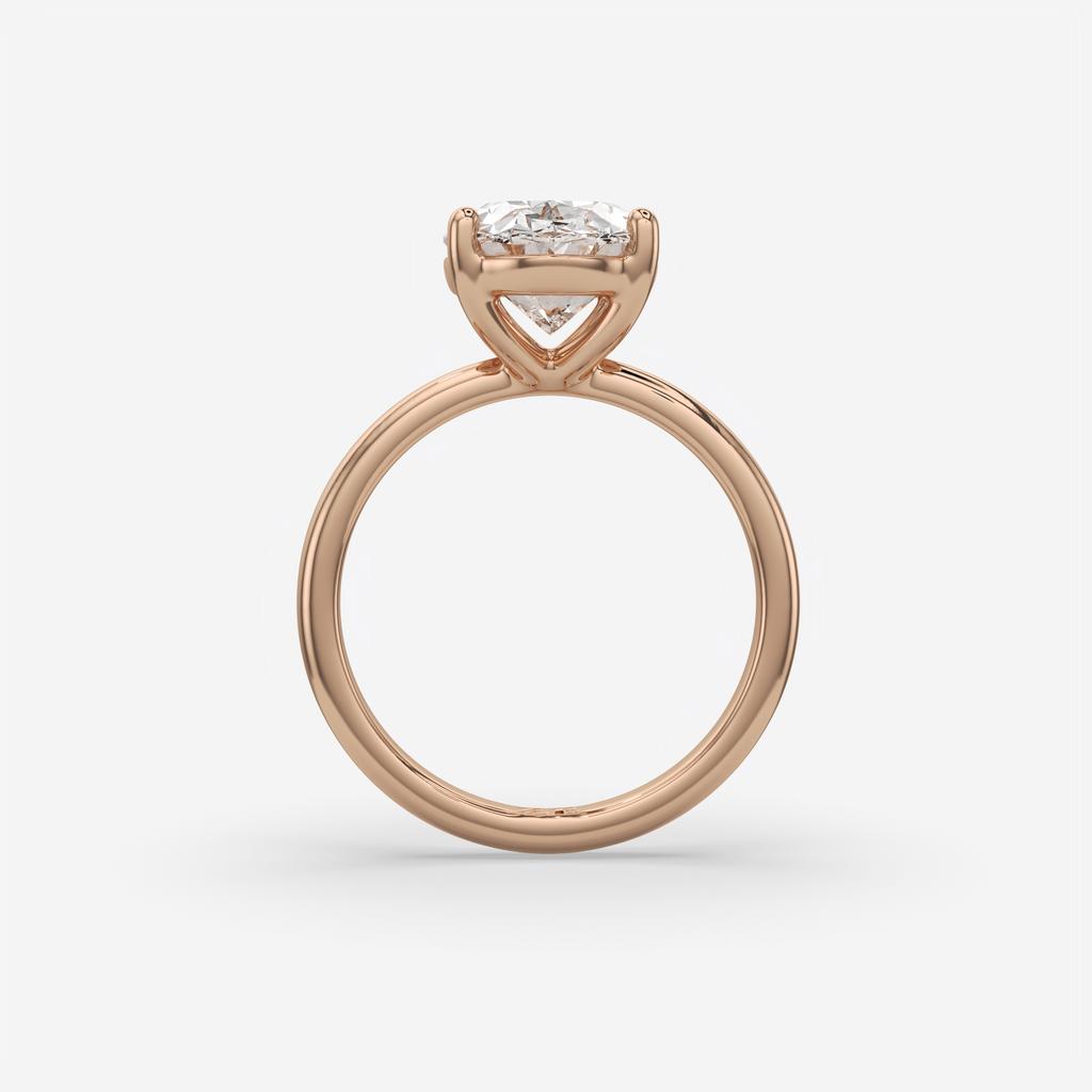 3.00 Ct E VS1 Oval Lab Grown Diamond Solitaire Ring, in rose gold, side profile
