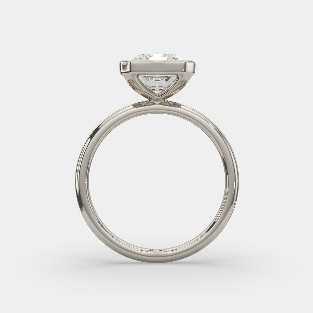 3.00 Ct E VS1 Radiant Cut Solitaire Diamond Ring, in white gold, side profile