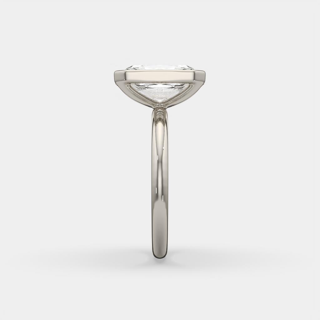 3.00 Ct E VS1 Radiant Cut Solitaire Diamond Ring, in white gold, side profile