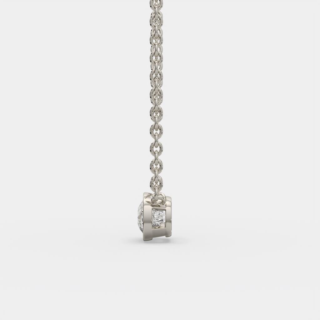 3.00 Ct F VS1 Cushion East West Lab Grown Diamond Pendant, in white gold, side profile