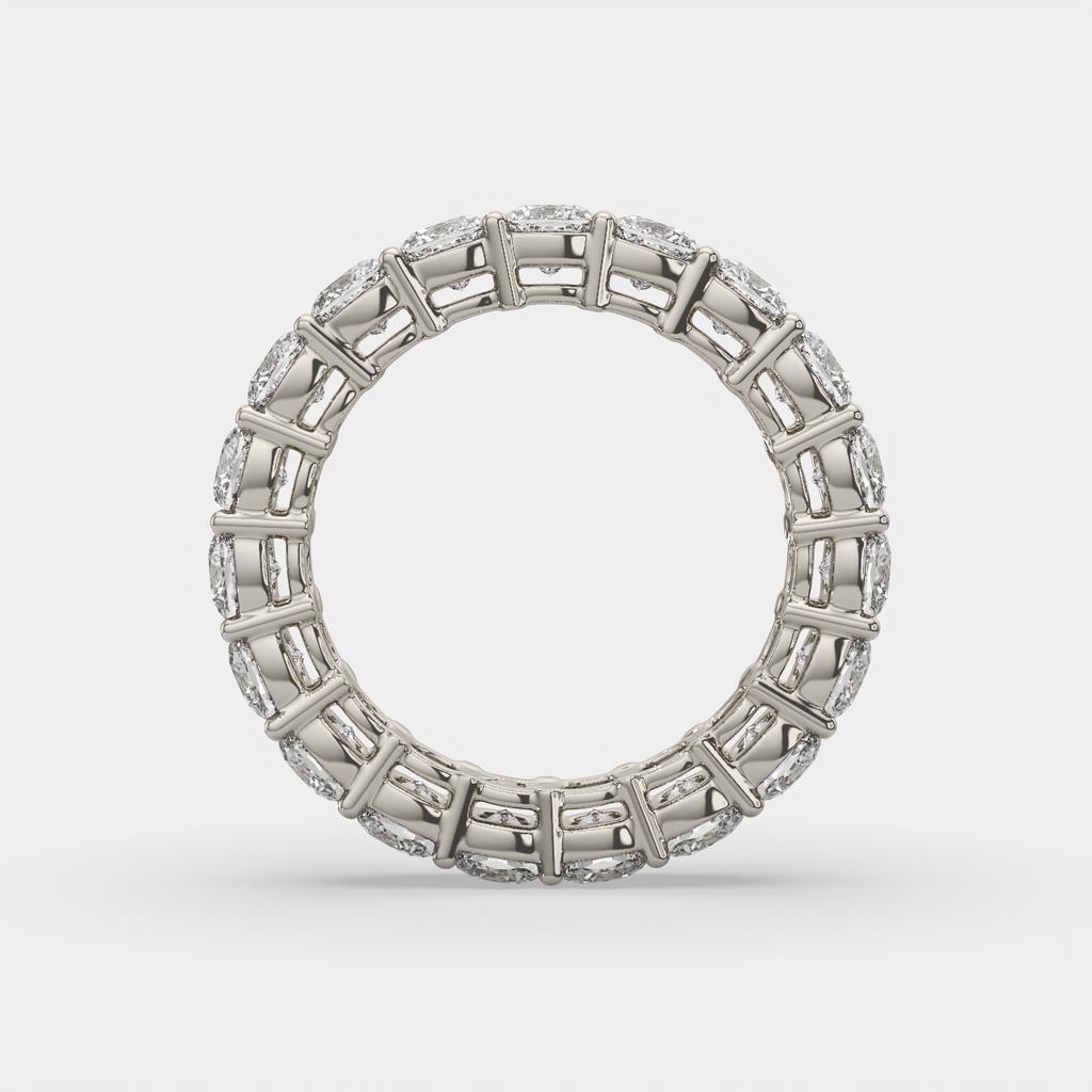 4.00 Ct D-E Color VS1 Cushion Lab Diamond Eternity Ring, in white gold, top view