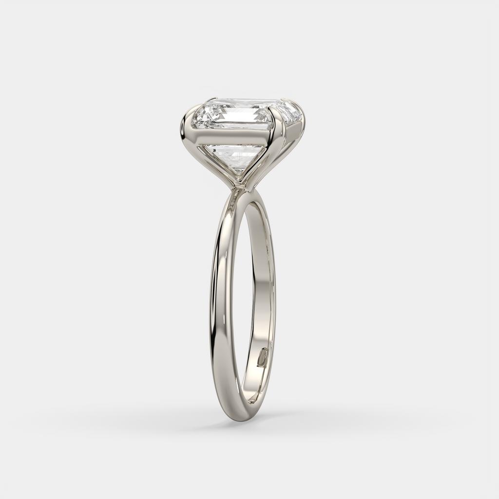 4.00 Ct E VS1 Asscher Cut Lab-Grown Diamond Solitaire Ring, in white gold, side profile