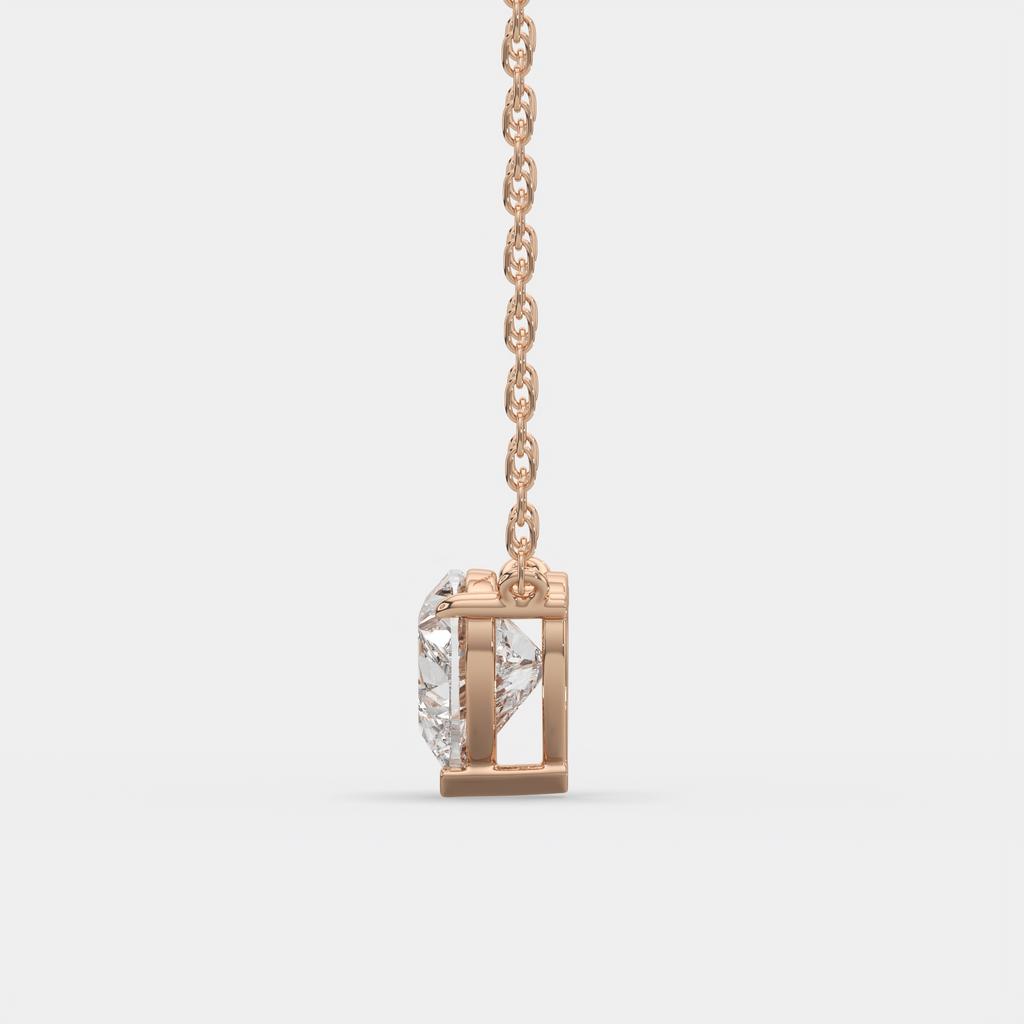 4.00 Ct E VS1 Heart Shape Lab Grown Diamond Pendant, in rose gold, front view