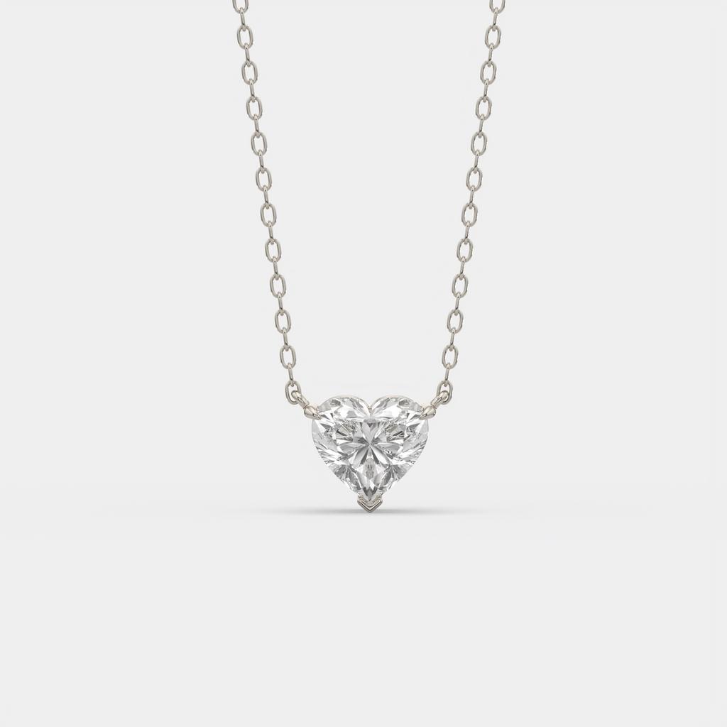 4.00 Ct E VS1 Heart Shape Lab Grown Diamond Pendant, in white gold, front view