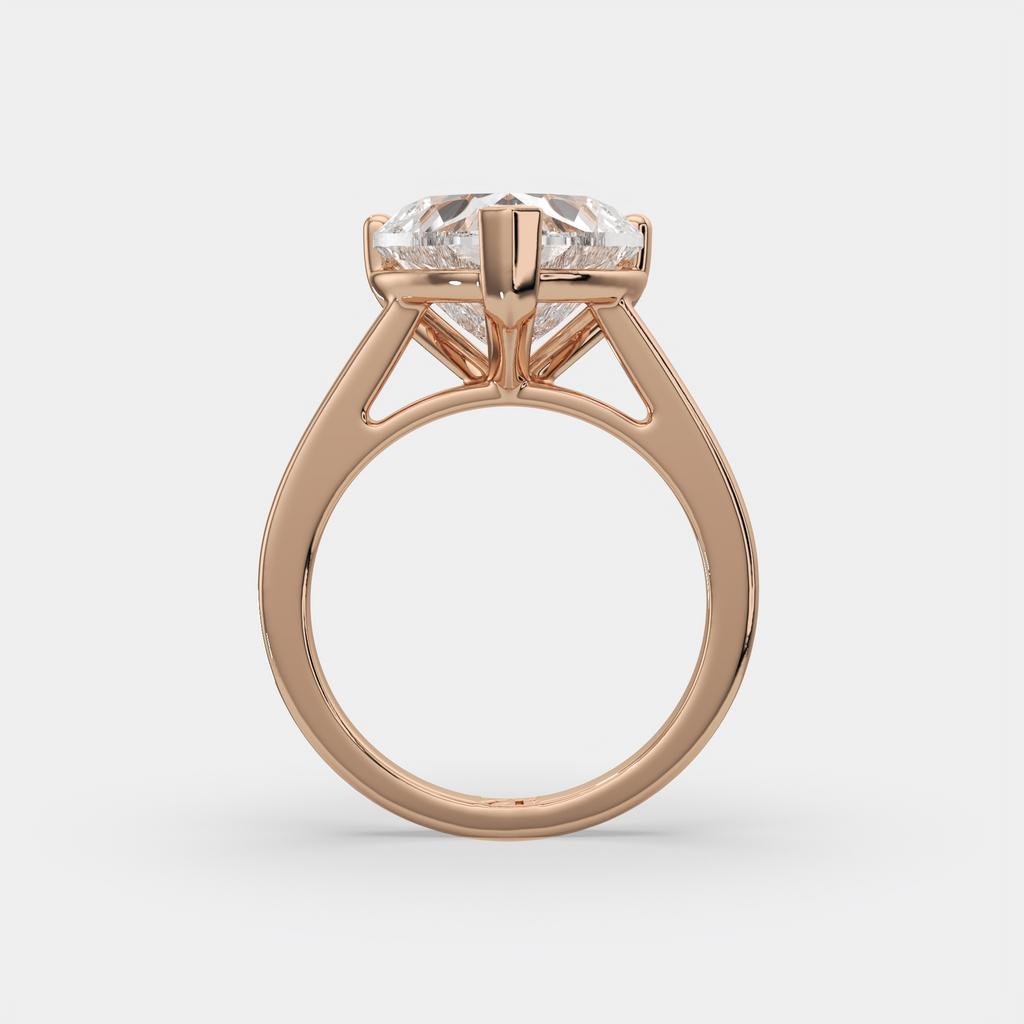 4.00 Ct E VS1 Heart Shape Lab Grown Diamond Solitaire Ring, in rose gold, side profile