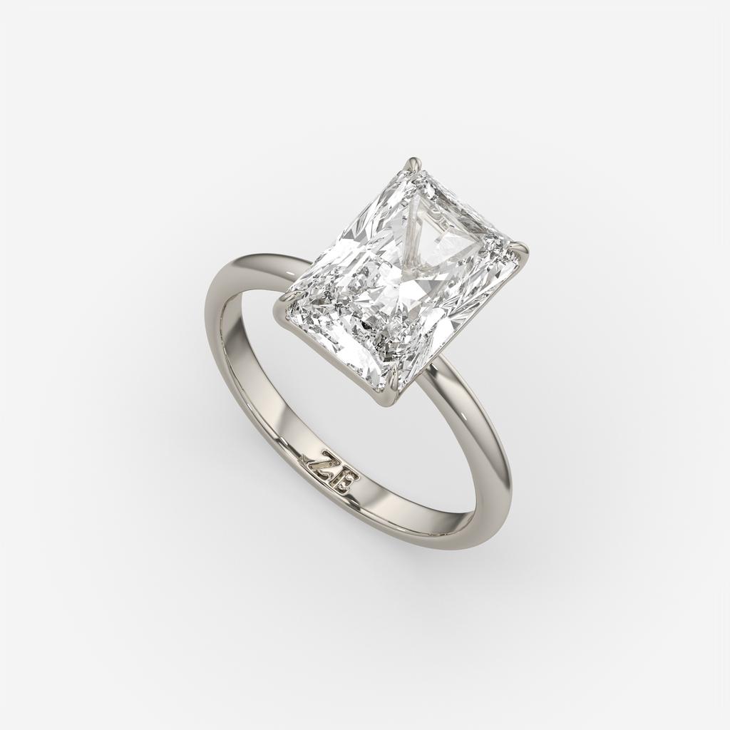 4.00 Ct E VS1 Radiant Cut Lab-Grown Diamond Solitaire Ring, in white gold, front view