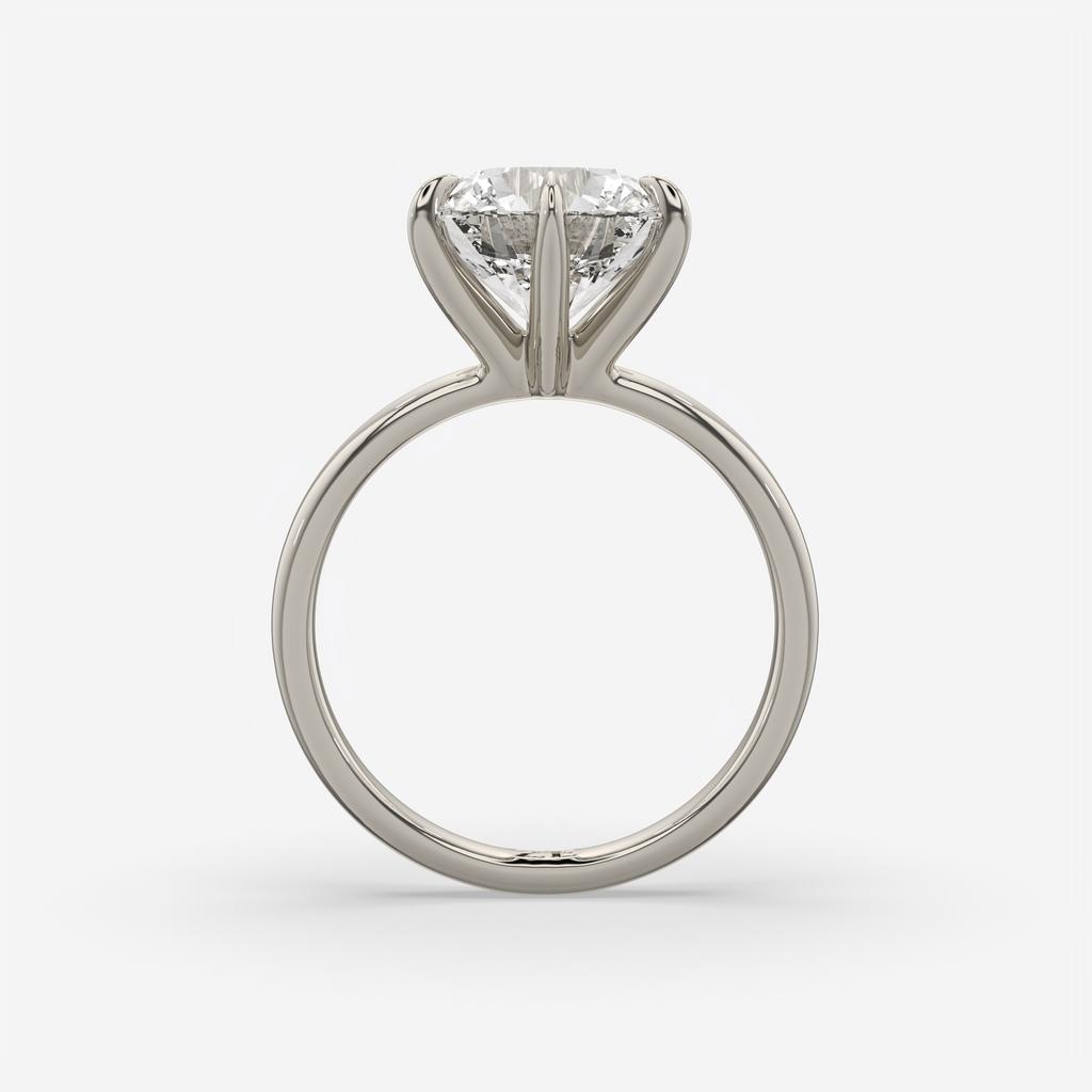 4.00 Ct E VS1 Round Brilliant 6 Prong Solitaire Diamond Ring, in white gold, side profile