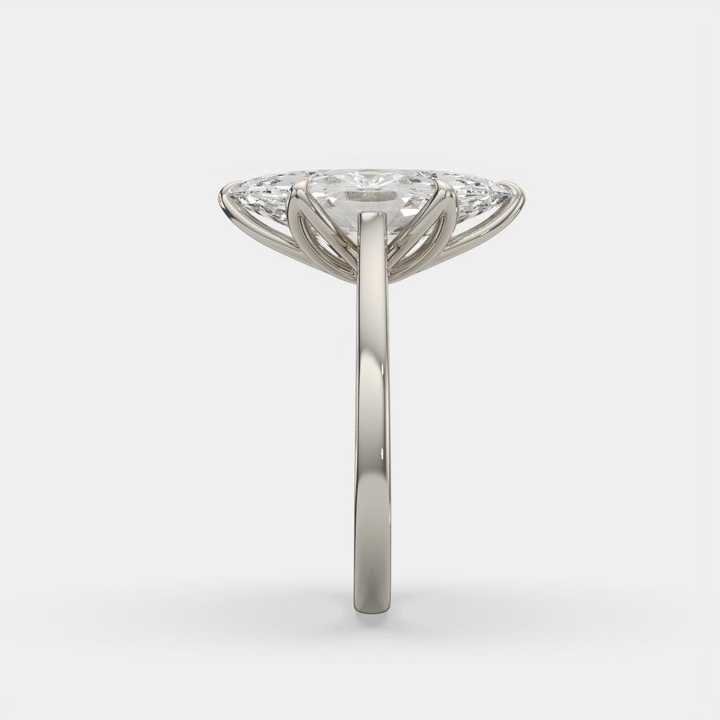 4.00 Ct F VS1 Marquise Tulip Setting Solitaire Diamond Ring, in white gold, side profile