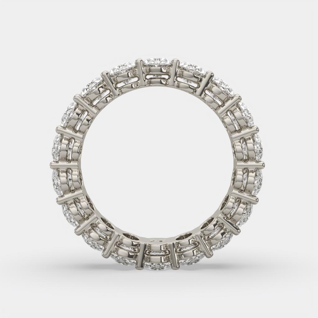 4.00 Ct D-E Color VS1 Oval Lab-Grown Diamond Eternity Ring, in white gold, front view