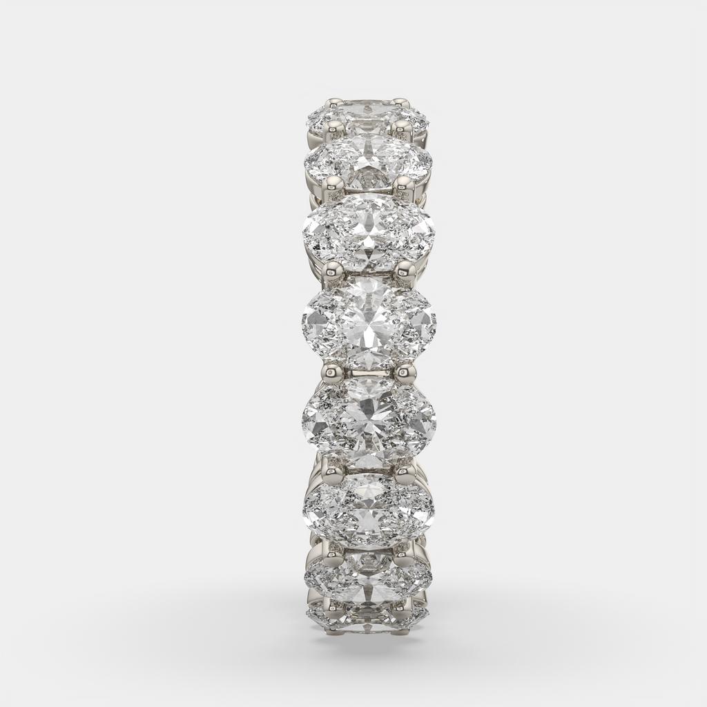 4.00 Ct D-E Color VS1 Oval Lab-Grown Diamond Eternity Ring, in white gold, front view