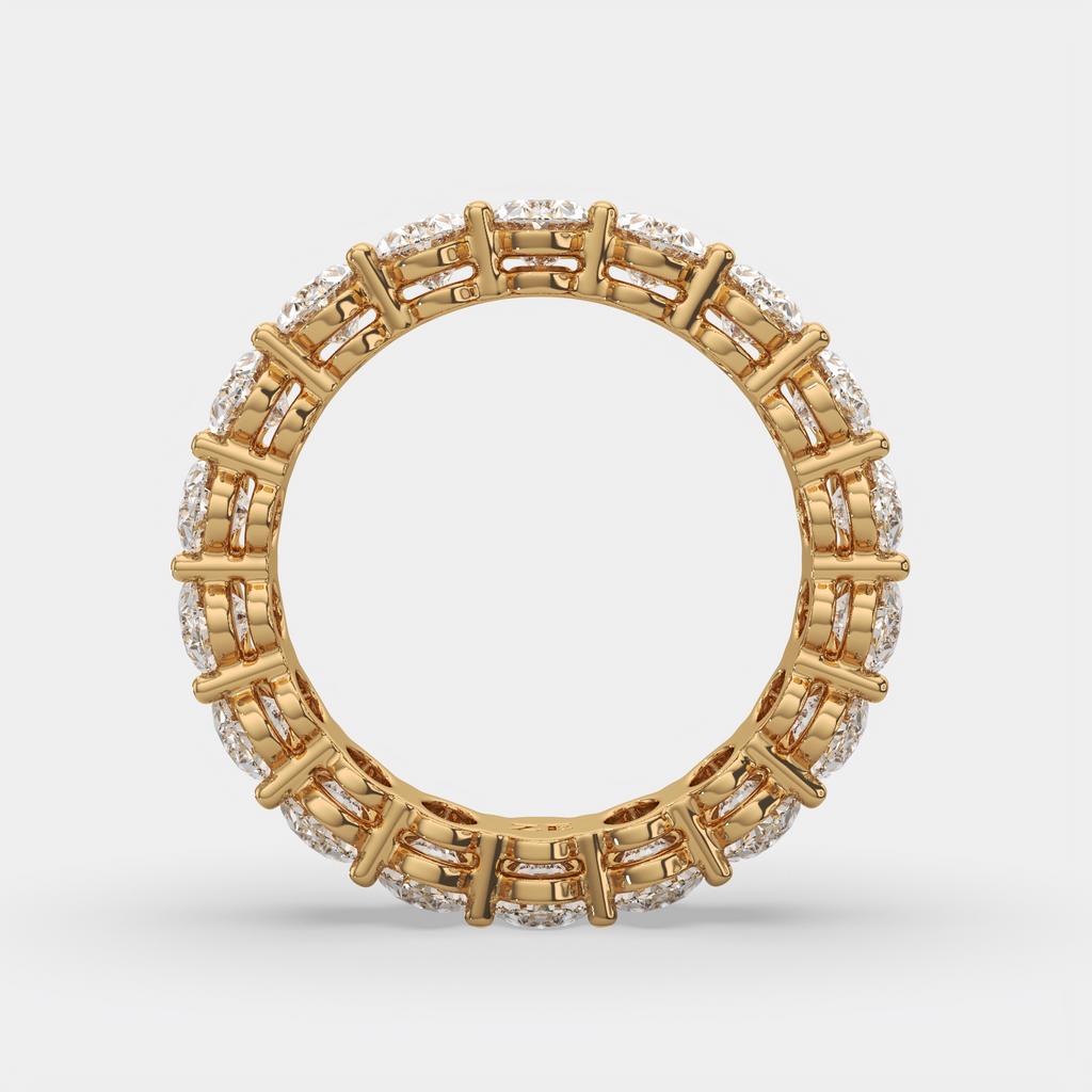 4.00 Ct D-E Color VS1 Oval Lab-Grown Diamond Eternity Ring, in yellow gold, front view