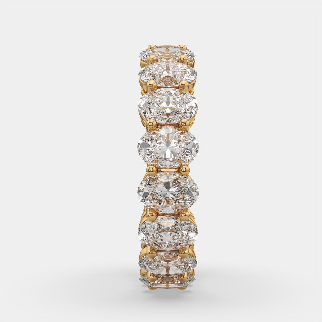 4.00 Ct D-E Color VS1 Oval Lab-Grown Diamond Eternity Ring, in yellow gold, front view