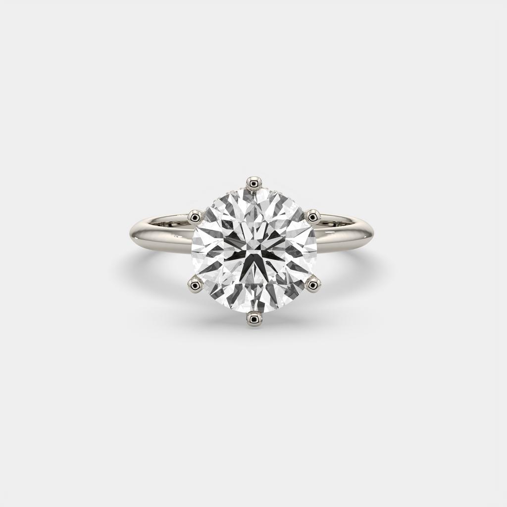 4.10 Ct E VS1 Round Lab-Grown Diamond Hidden Halo Engagement Ring, in white gold, top view