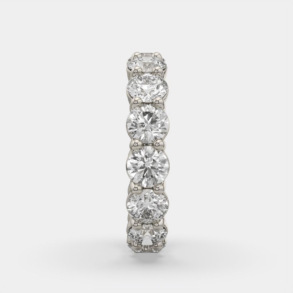 4.50 Ct D-E Color VS1 Round Lab Diamond Eternity Ring, in white gold, front view