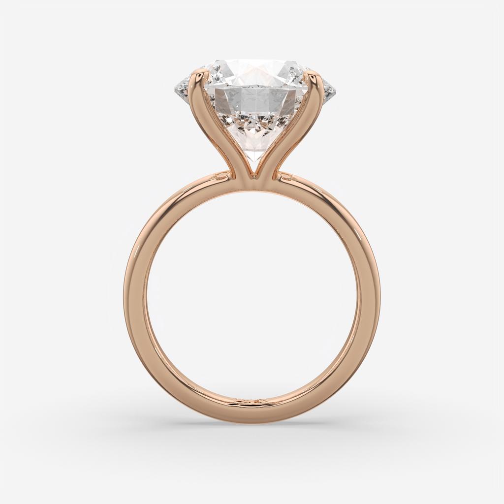 5.00 Ct E VS1 Round Brilliant Solitaire Diamond Ring, in rose gold, front view