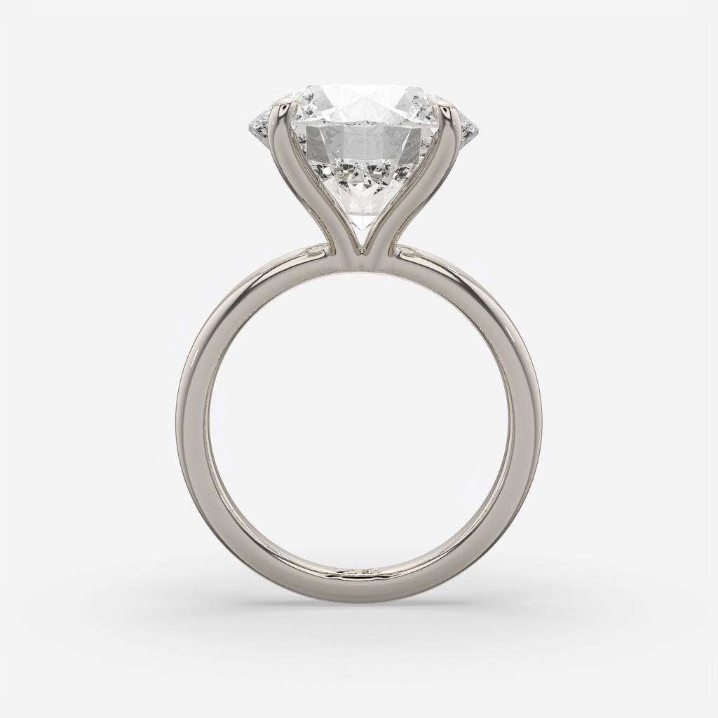 5.00 Ct E VS1 Round Brilliant Solitaire Diamond Ring, in white gold, front view