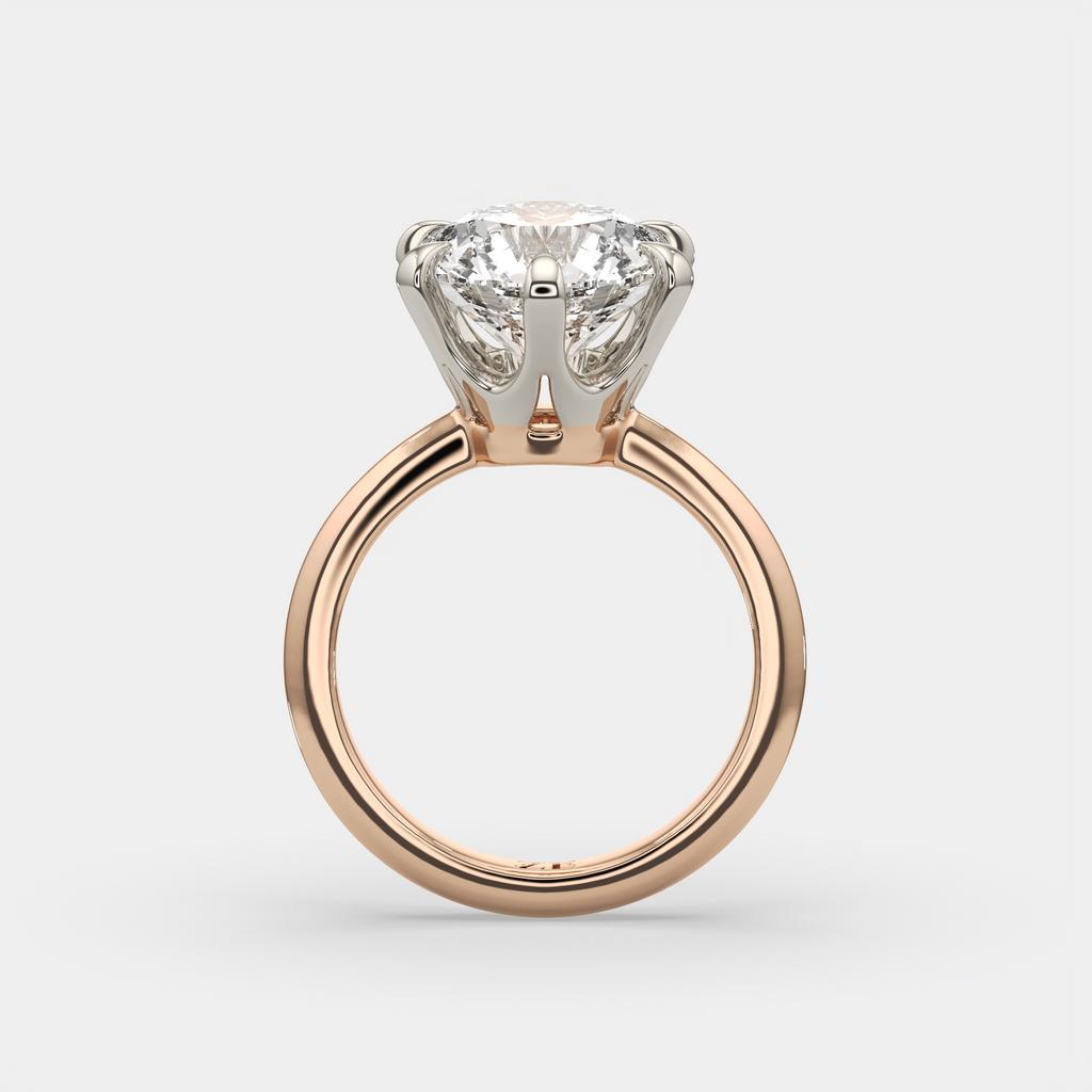 5.00 Ct E VS1 Round Lab-Grown Diamond Solitaire Ring, in rose gold, side profile