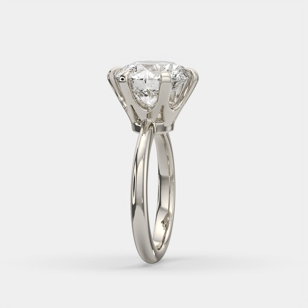 5.00 Ct E VS1 Round Lab-Grown Diamond Solitaire Ring, in white gold, side profile