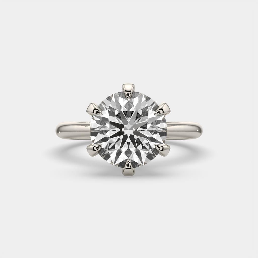 5.00 Ct E VS1 Round Lab-Grown Diamond Solitaire Ring, in white gold, top view