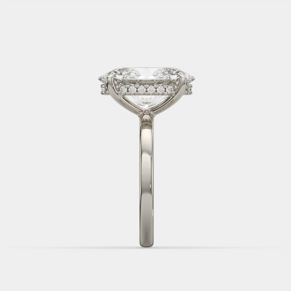 5.15 Ct E VS1 Oval Lab Grown Diamond Halo Ring, in white gold, side profile