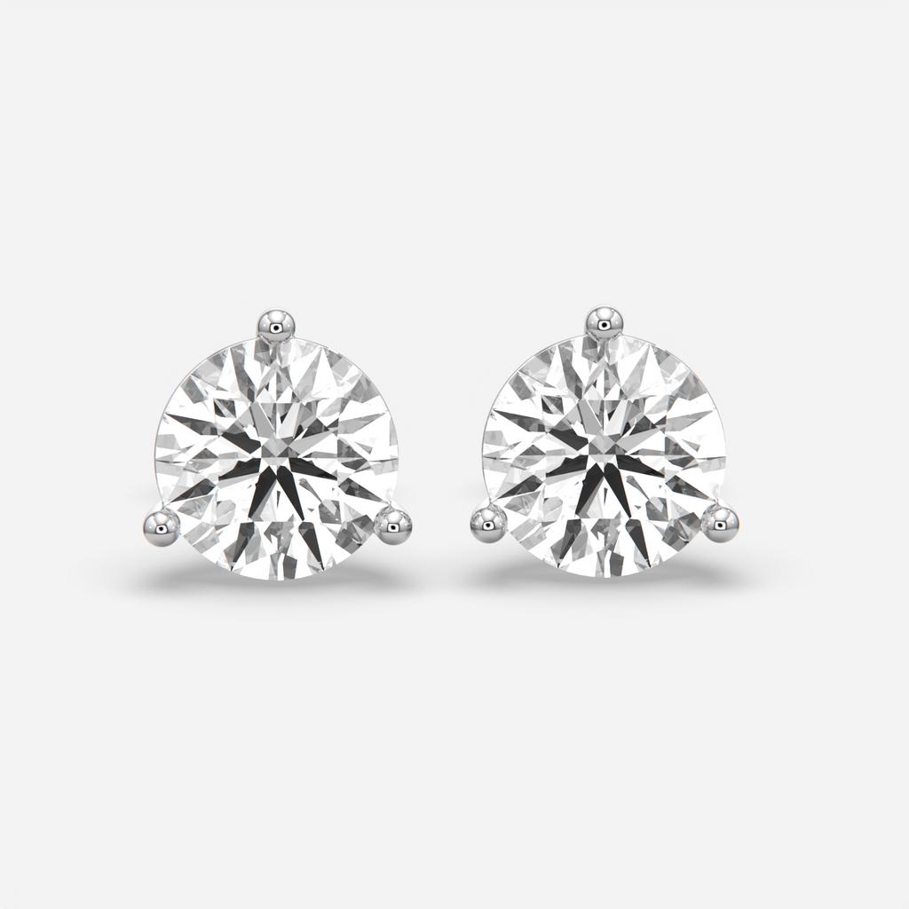6.00 Ct D VS1 Round Lab Grown Diamond Martini Studs, in white gold, top view
