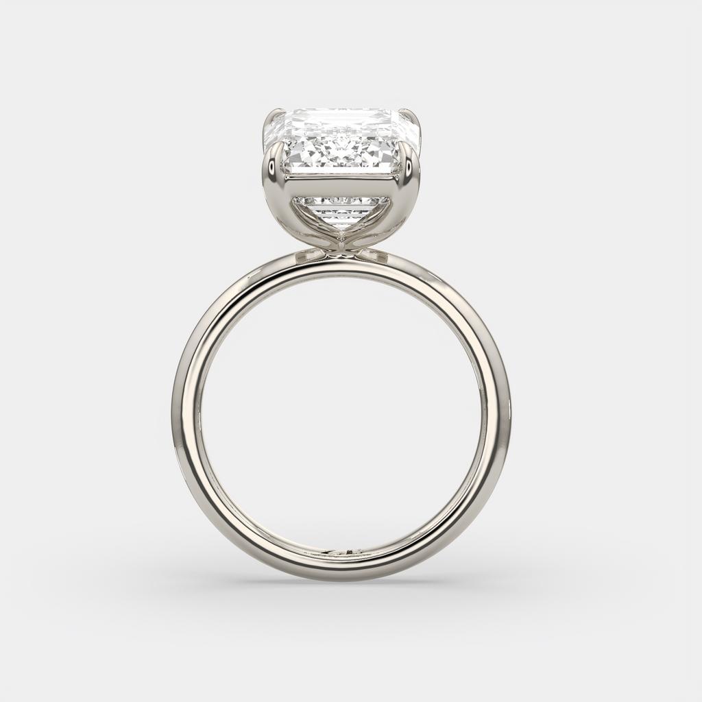 6.00 Ct F VS1 Emerald Cut Lab-Grown Diamond Solitaire Ring, in white gold, side profile