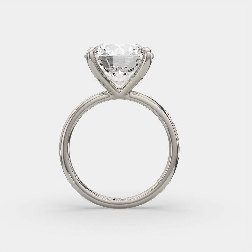 6.00 Ct F VS1 Round Brilliant Lab Grown Diamond Solitaire Ring, in white gold, side profile