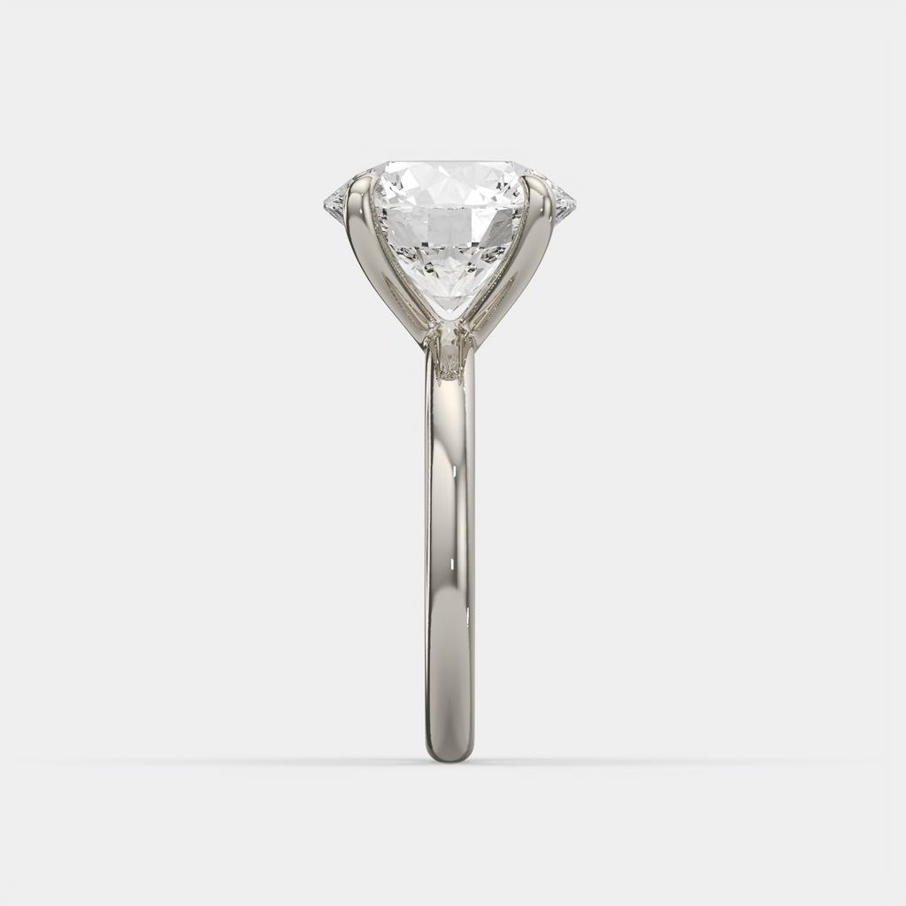 6.00 Ct F VS1 Round Brilliant Lab Grown Diamond Solitaire Ring, in white gold, side profile
