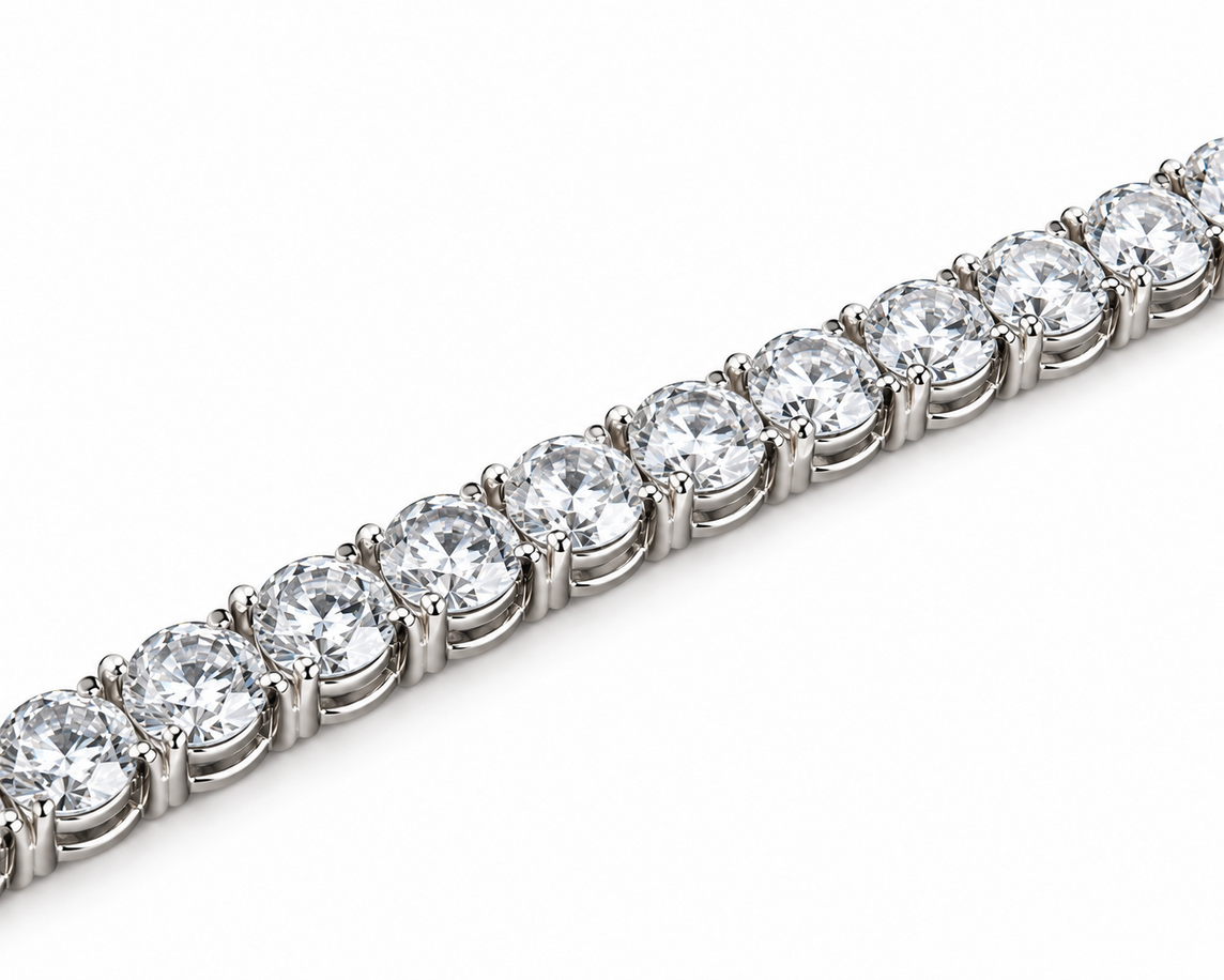 62.00 Ct D VS1 Round Lab-Grown Diamond Men's Tennis Necklace, in white gold, front view