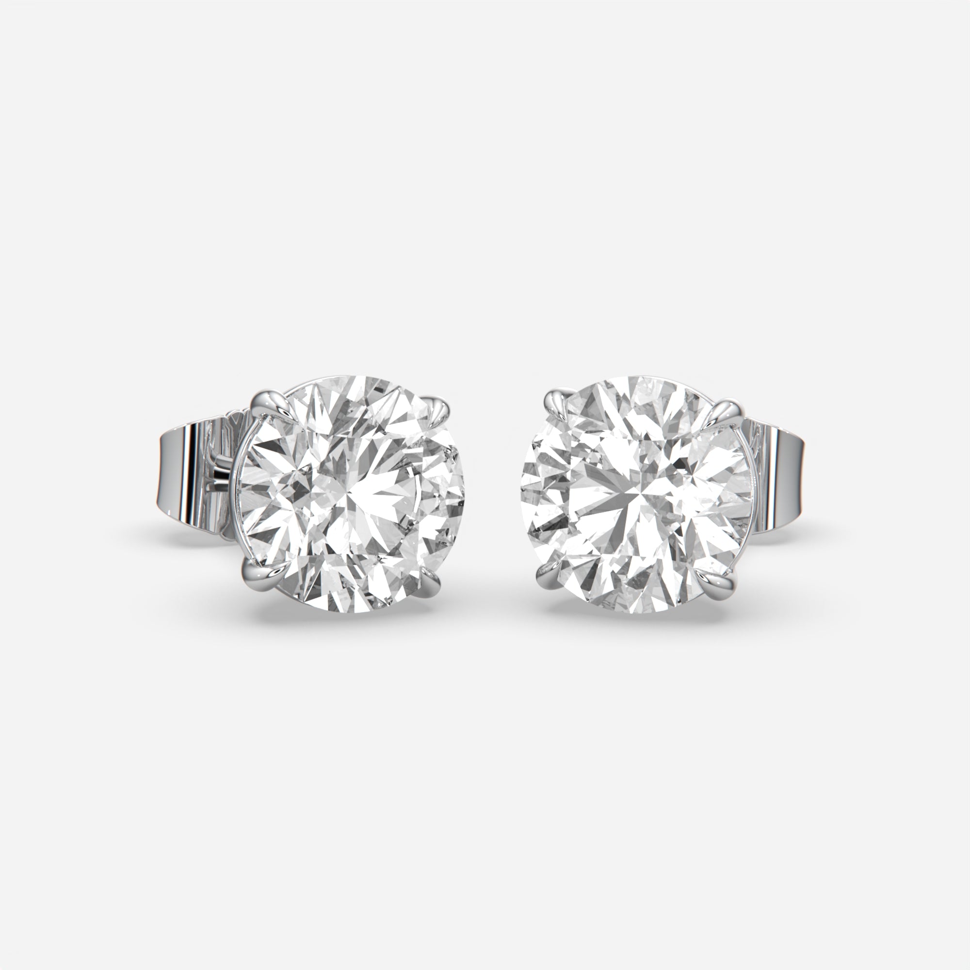 6ct Lab Grown Round Brilliant Eagle Claw Diamond Stud Earrings in White Gold — IGI Certified E VS1