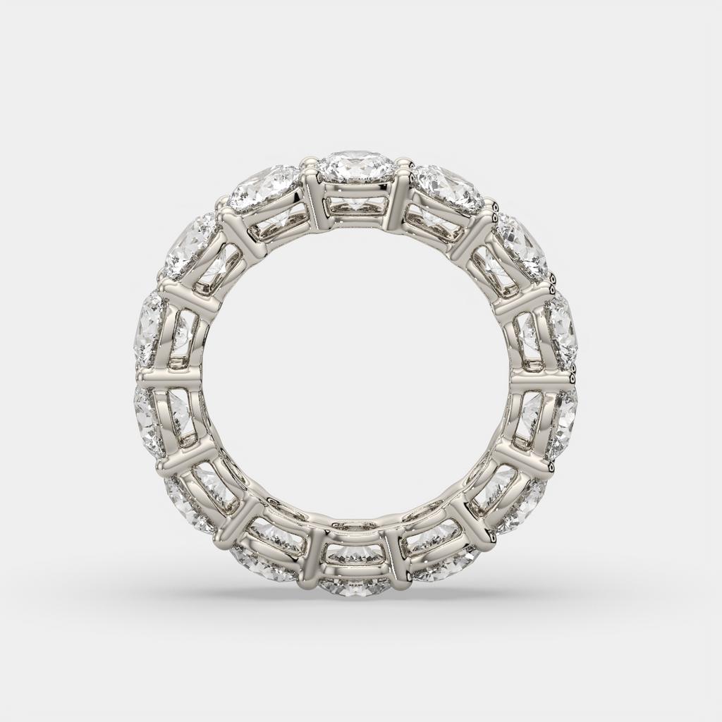 7.00 CTW D-E VS1 Round Lab Grown Diamond Eternity Ring, in white gold, side profile