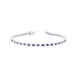 Load image into Gallery viewer, Tapered Four Prong Alternating Sapphire and Diamond Tennis Bracelet