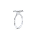 Load image into Gallery viewer, 3.30 Carat Emerald-Cut Halo Diamond Engagement Ring in Platinum