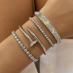 Load image into Gallery viewer, Tapered Four Prong Diamond Tennis Bracelet in White Gold