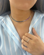 Load image into Gallery viewer, Rainbow Sapphire Choker Necklace in White Gold