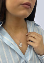 Load image into Gallery viewer, Eye Hamsa Good Luck Diamond Pendant