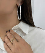 Load image into Gallery viewer, 9.65 Carat 1.8" Diamond Oval Hoop Earrings