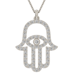 Load image into Gallery viewer, Eye Hamsa Good Luck Diamond Pendant