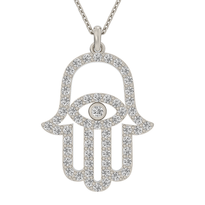 Eye Hamsa Good Luck Diamond Pendant