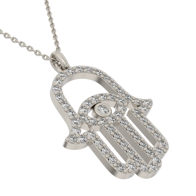 Eye Hamsa Good Luck Diamond Pendant