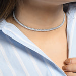 Load image into Gallery viewer, Round Diamond Choker Necklace with Adjustable Chain in White Gold