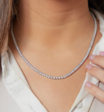 Load image into Gallery viewer, Round Lab Grown Diamond Tennis Necklace in White Gold