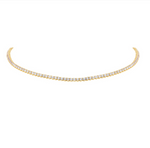 Load image into Gallery viewer, Round Diamond Three Prong Choker Necklace in Yellow Gold