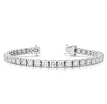 Load image into Gallery viewer, Tapered Four Prong Diamond Tennis Bracelet in White Gold
