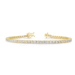 Load image into Gallery viewer, Tapered Four Prong Diamond Tennis Bracelet in Yellow Gold