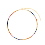 Load image into Gallery viewer, Rainbow Sapphire Choker Necklace with Adjustable Chain in Yellow Gold