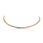 Load image into Gallery viewer, Rainbow Sapphire Choker Necklace with Adjustable Chain in Yellow Gold