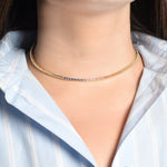 Load image into Gallery viewer, Rainbow Sapphire Choker Necklace with Adjustable Chain in Yellow Gold