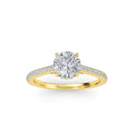 Load image into Gallery viewer, 1.30 Carat Round Diamond Engagement Ring with Micropavé Band and Cathedral