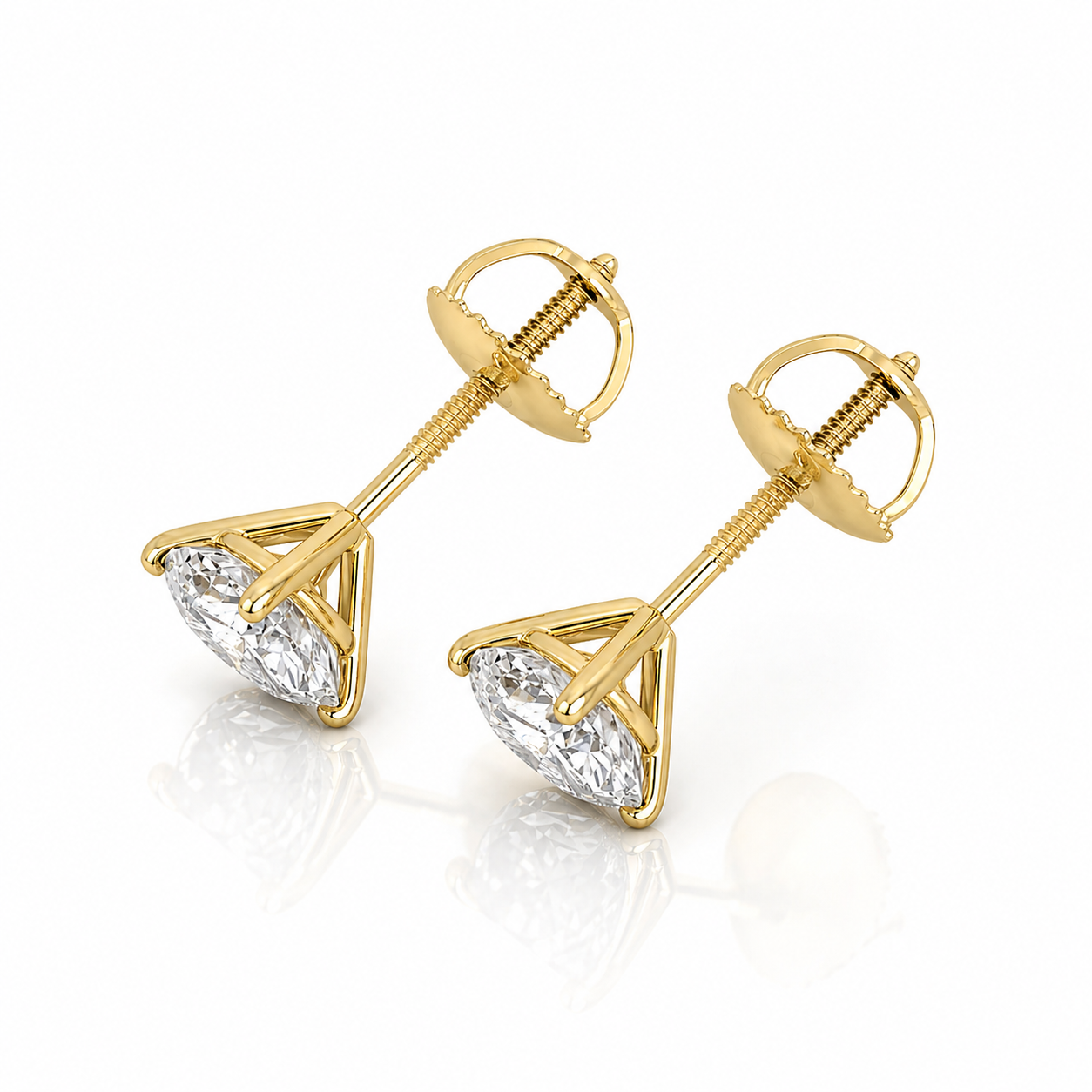 1.00 Carat Diamond Stud Earrings D VS1 Round Brilliant – Martini or Basket Setting